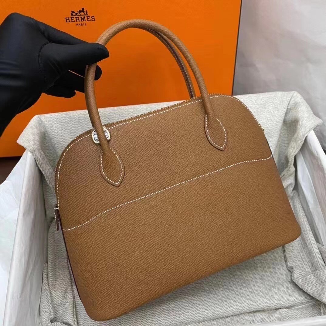 Hermes Bolide 27cm Handbag In Brown Epsom Leather